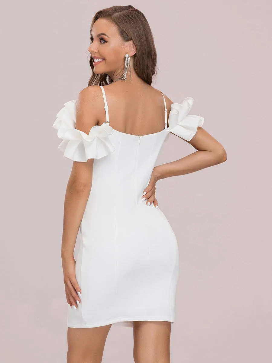 Unique Off Shoulder Sweetheart White Cocktail Dress