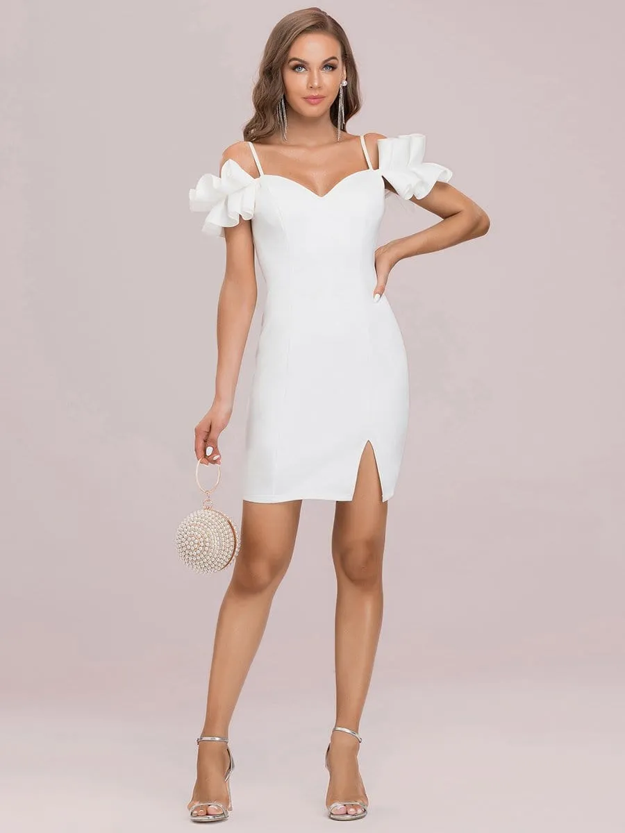 Unique Off Shoulder Sweetheart White Cocktail Dress