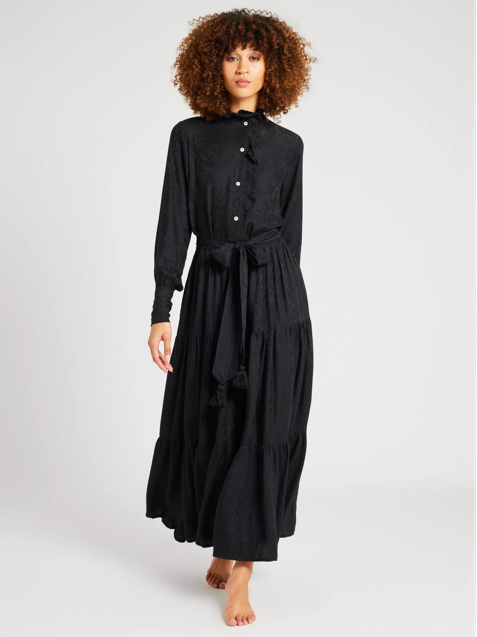 Valentina Dress in Black Jacquard