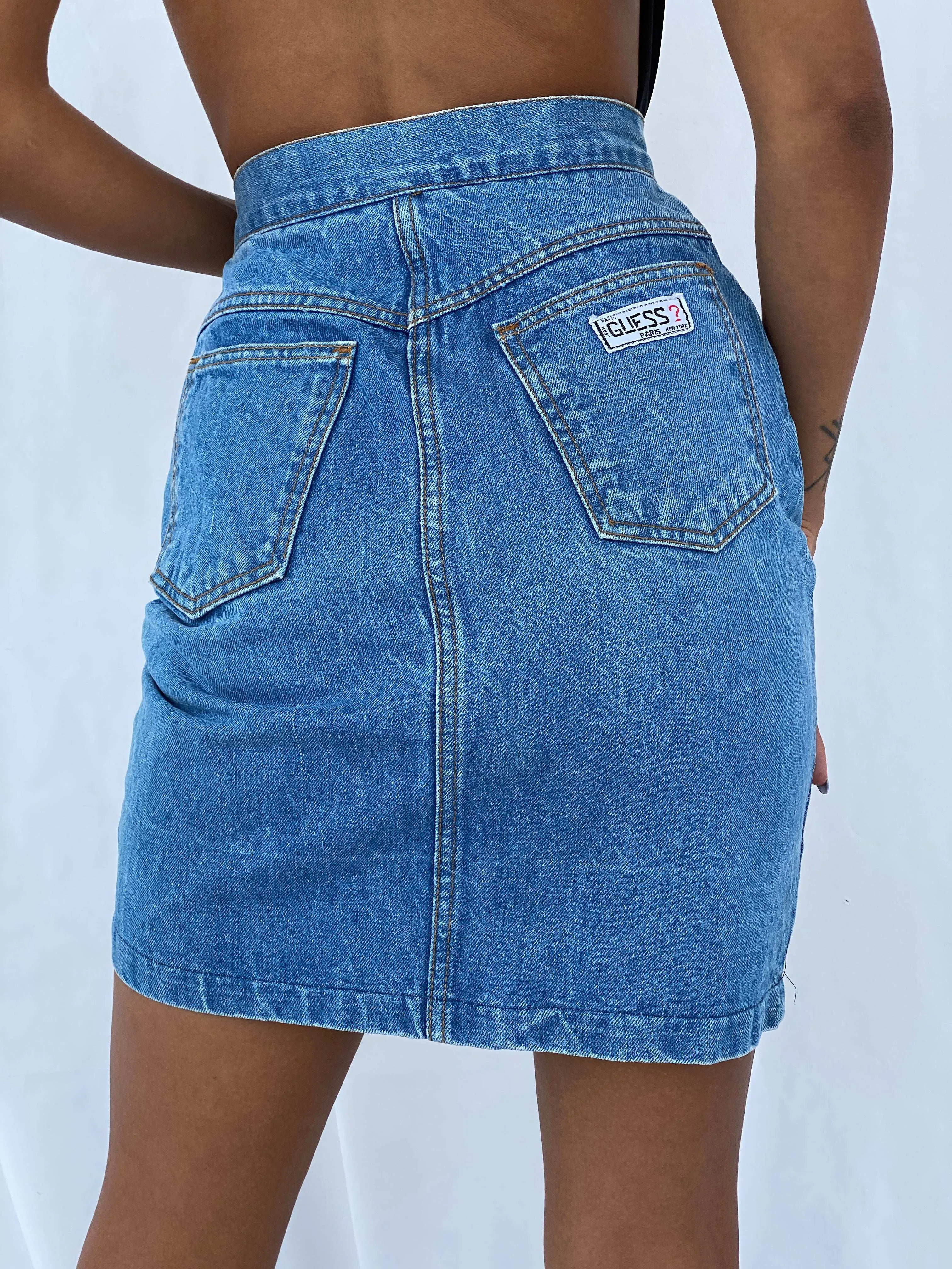 Vintage 80s/90s Guess Paris Denim Skirt