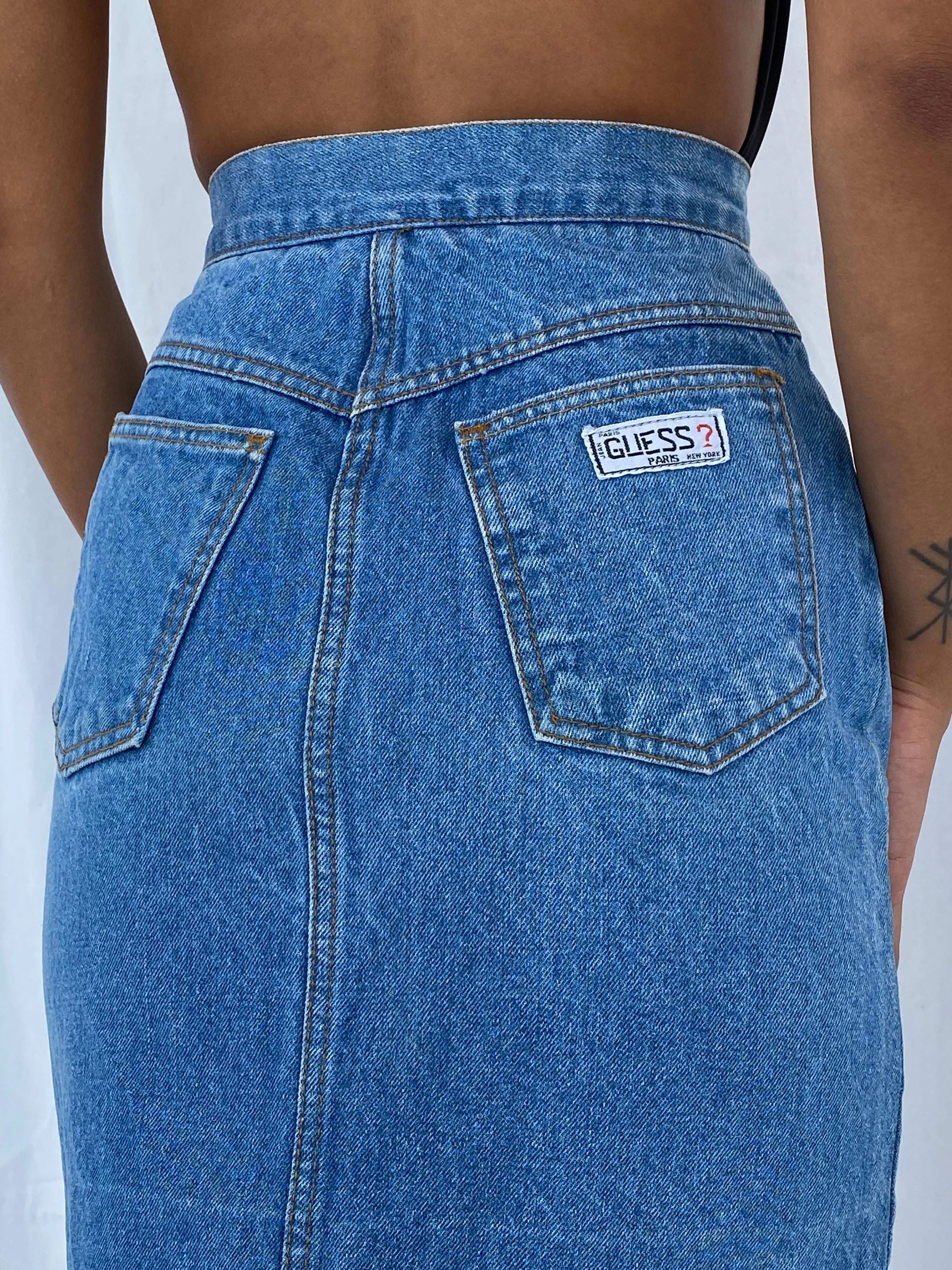 Vintage 80s/90s Guess Paris Denim Skirt