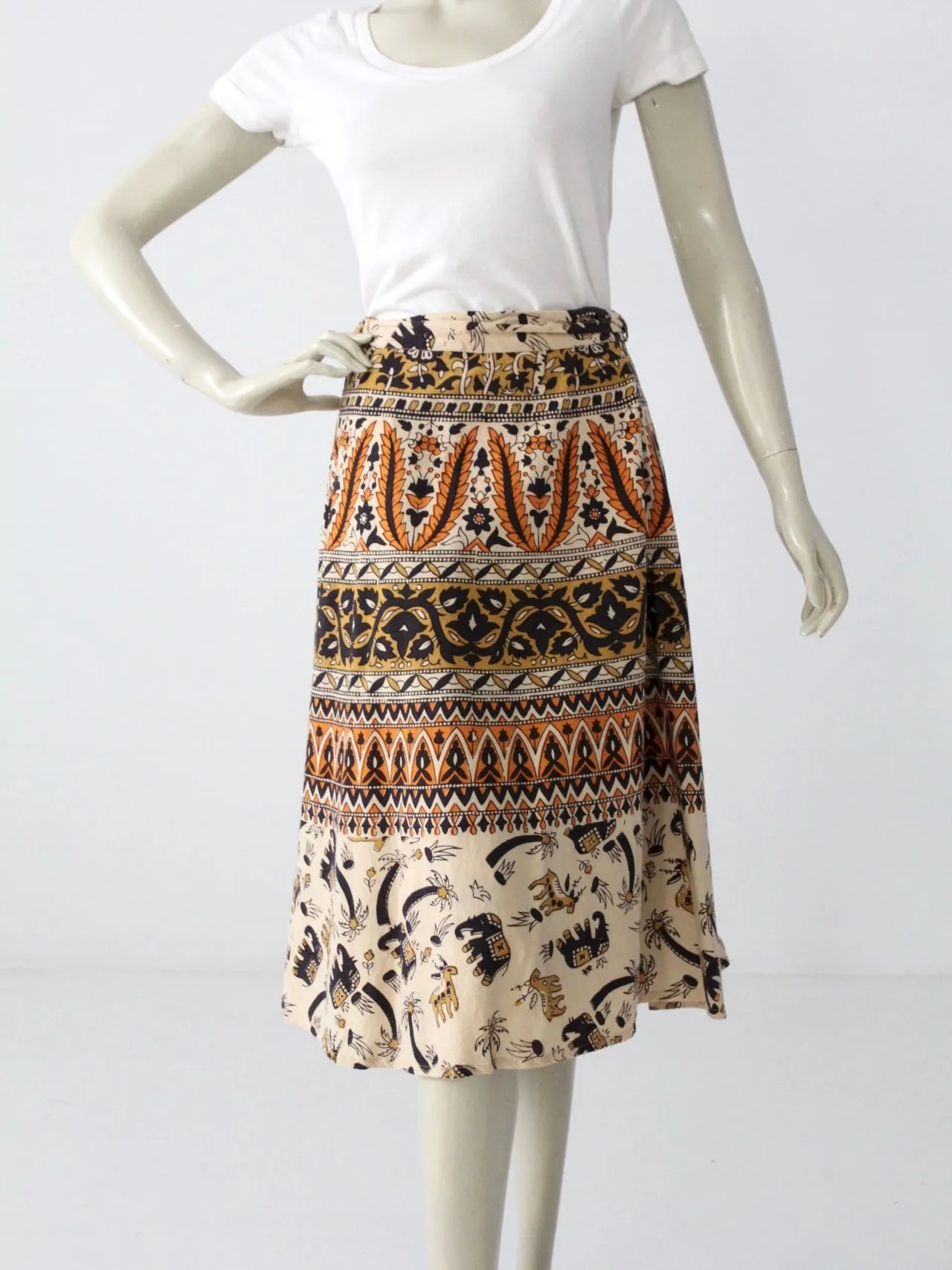 vintage boho elephant wrap skirt