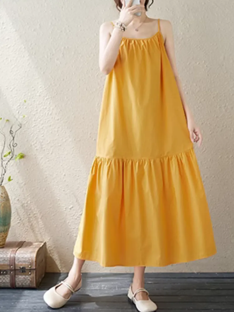 Women's Casual Summer Vibes Loose Solid Color A-Line Dress