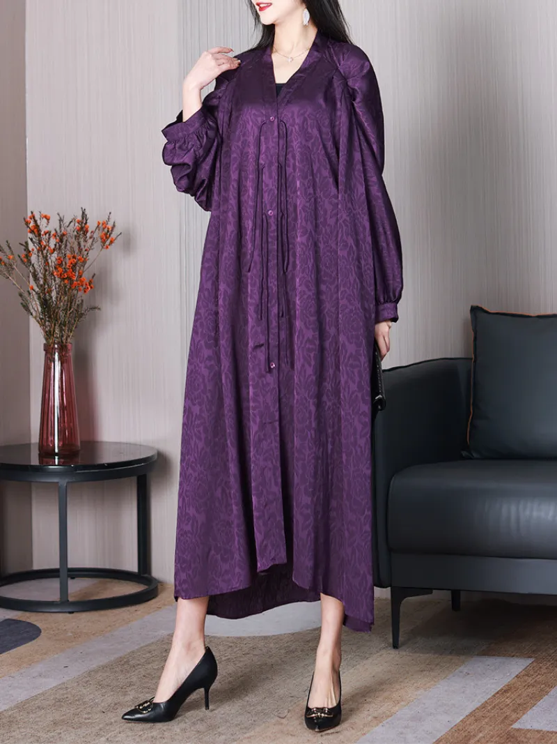 Women's Classy Silk Bat Sleeves A-line Dress