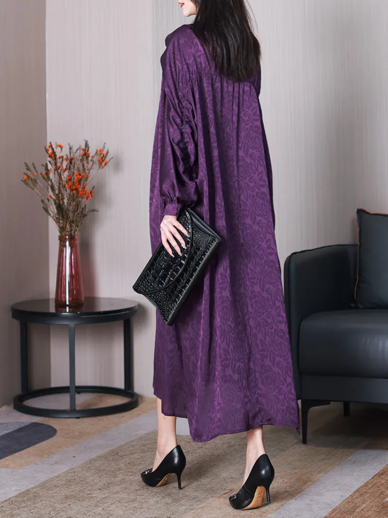 Women's Classy Silk Bat Sleeves A-line Dress