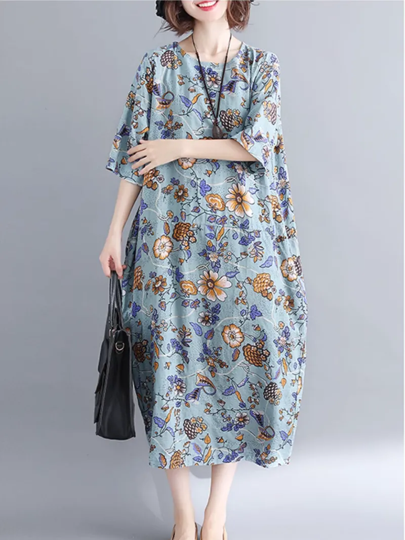 Women's Elegant Floral Mid-length A-Line Dress