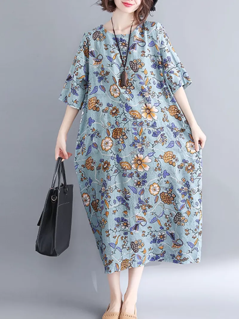 Women's Elegant Floral Mid-length A-Line Dress