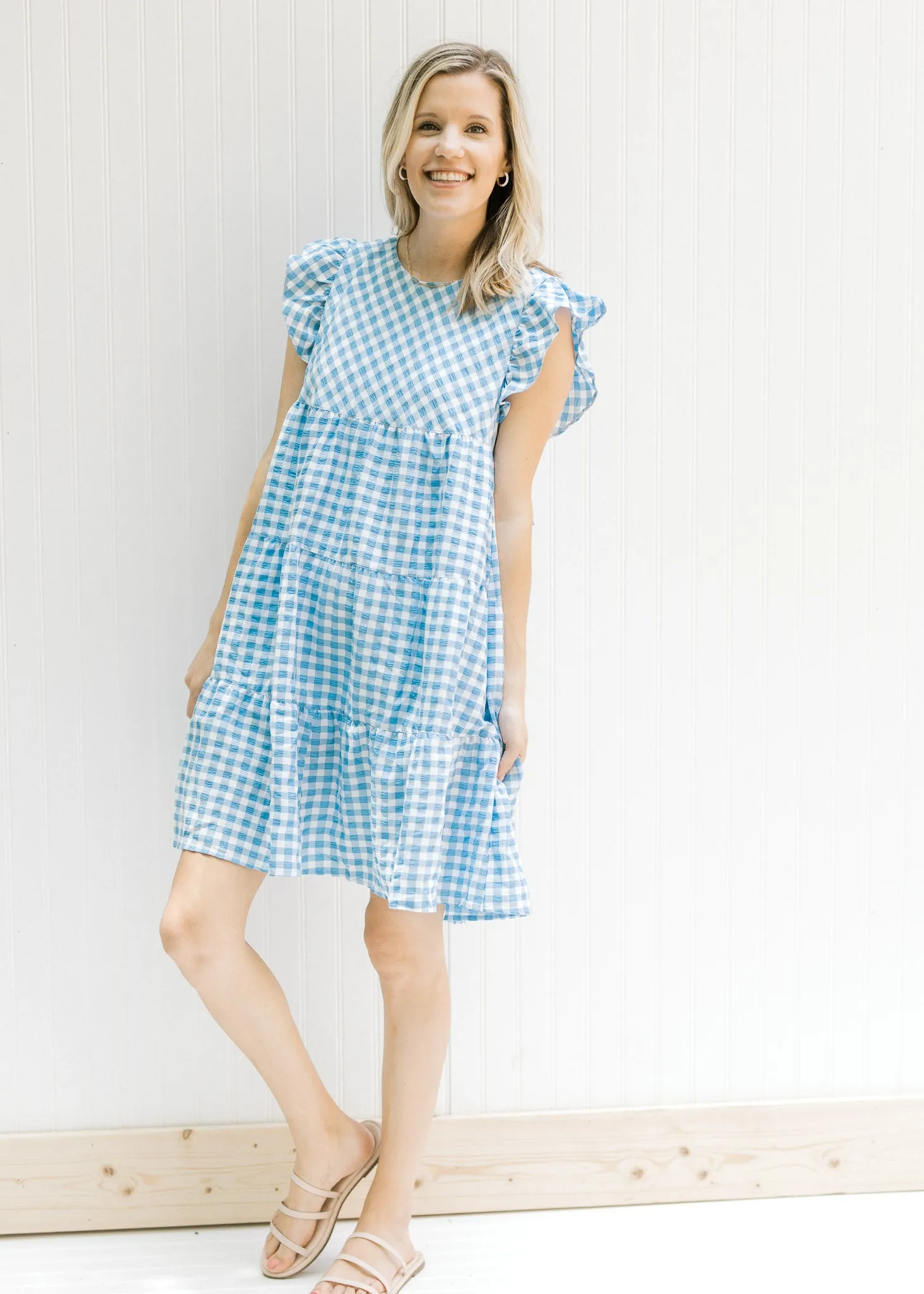 X Blue Gingham Dress