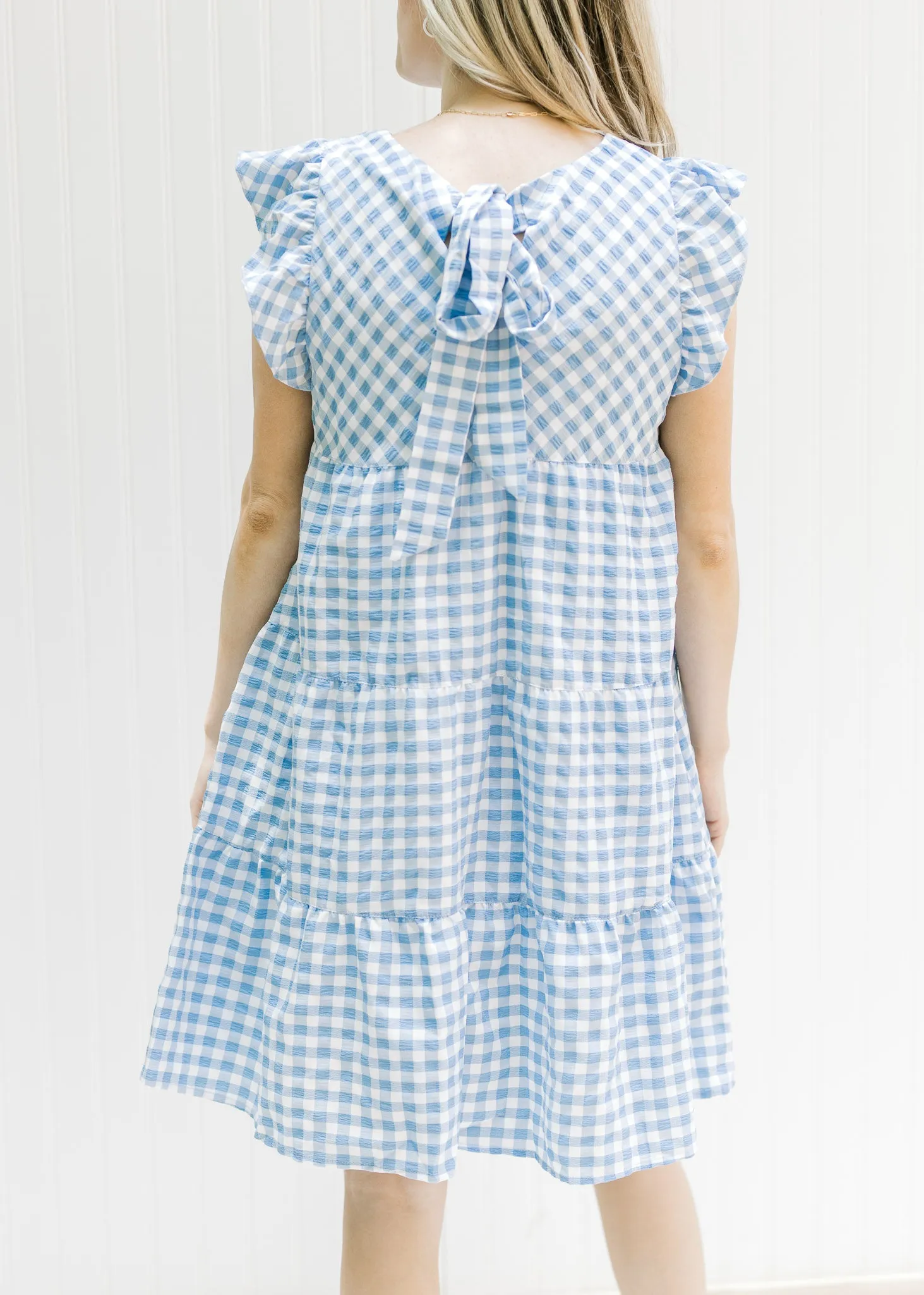 X Blue Gingham Dress