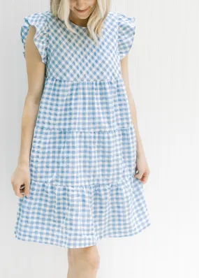 X Blue Gingham Dress