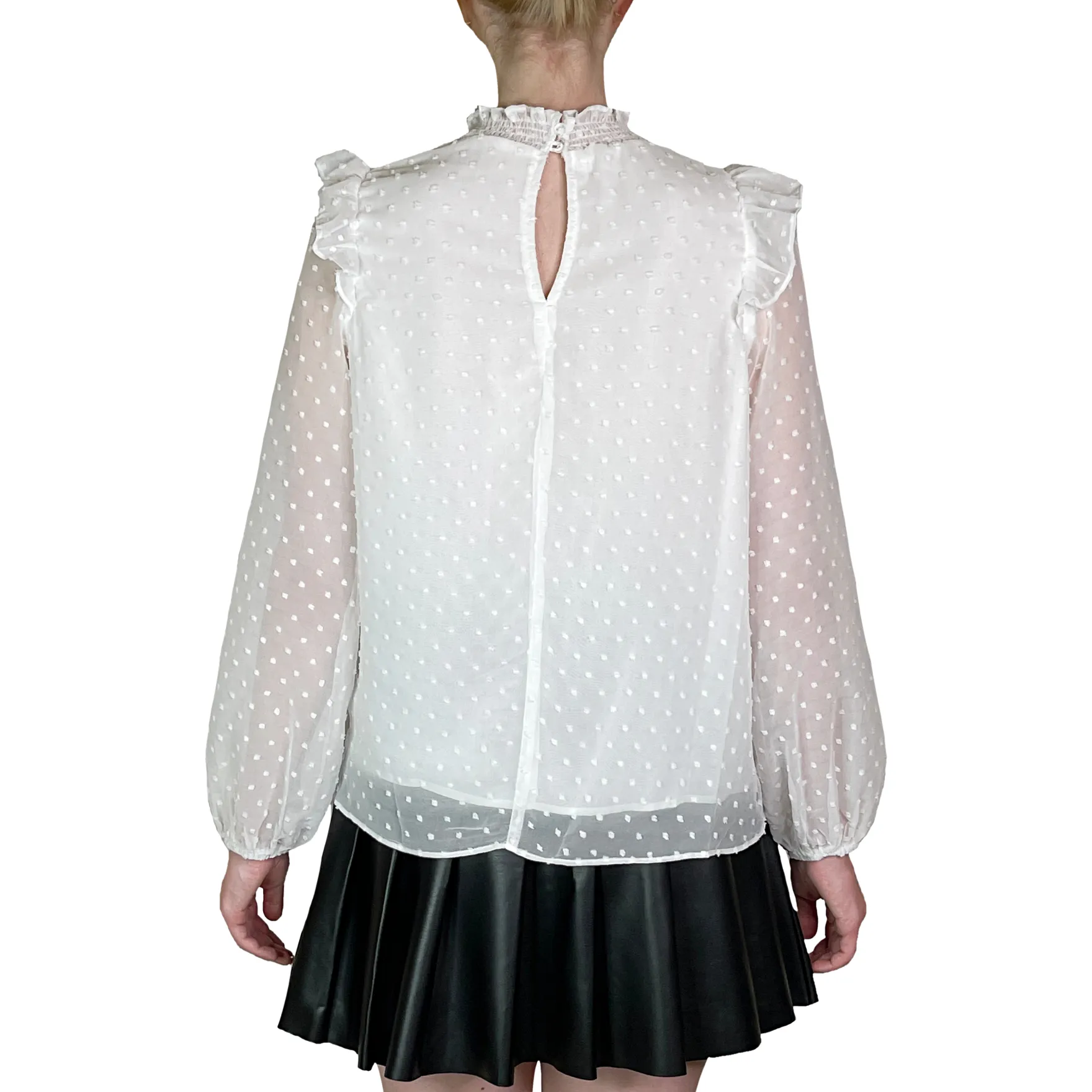 Yannis Smocked Clip Dot Blouse