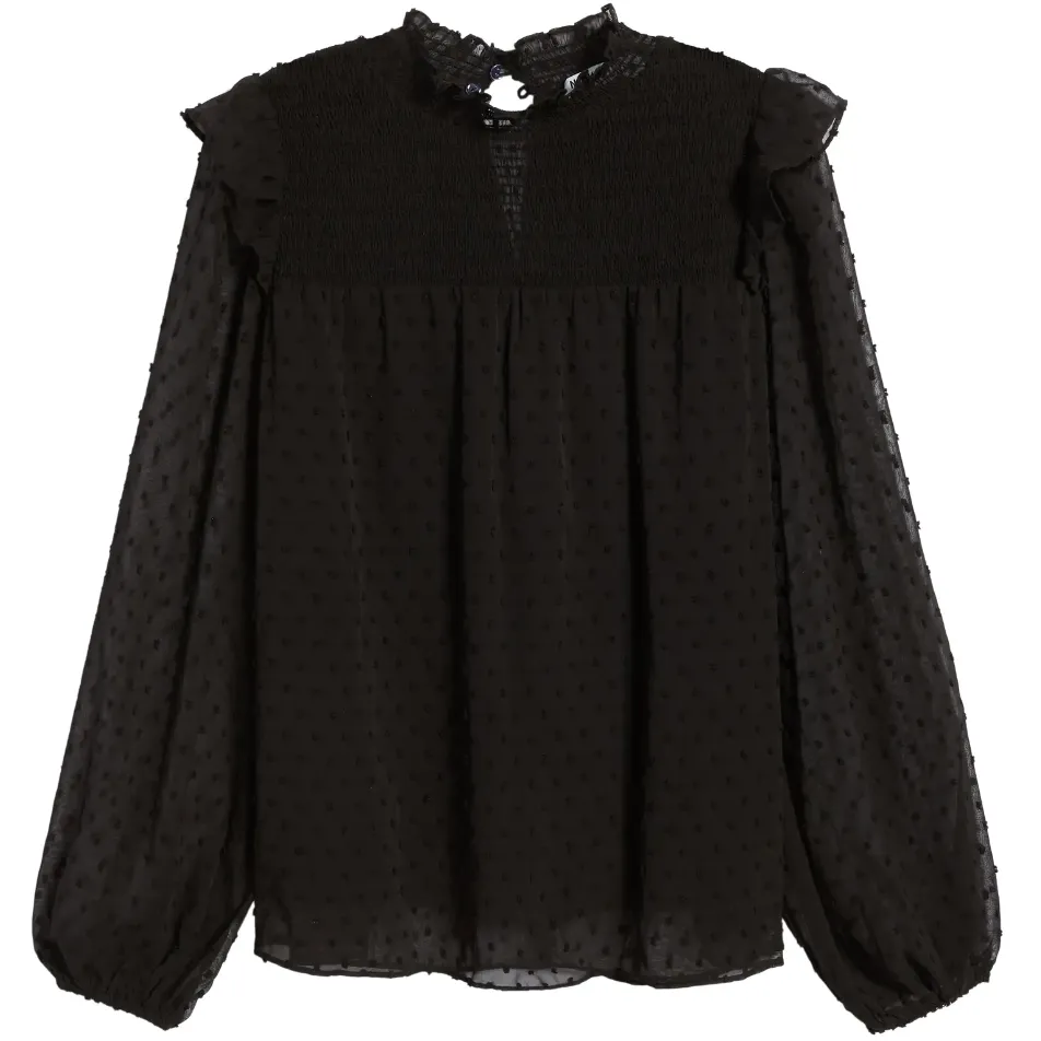 Yannis Smocked Clip Dot Blouse